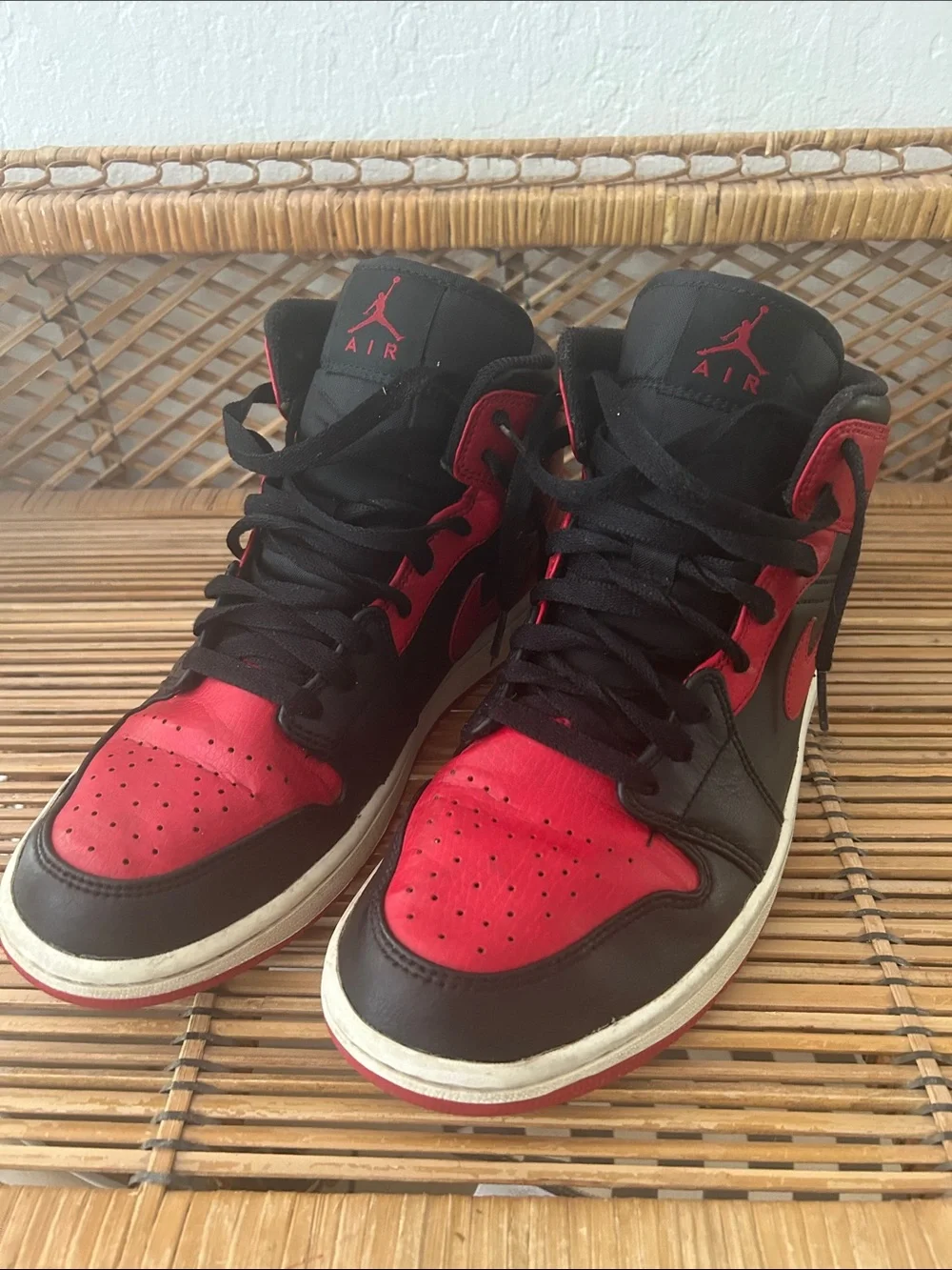 Air Jordan 1 Mid In Red and Black